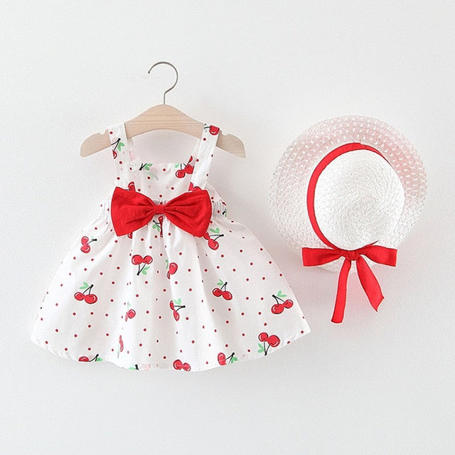2019 Princess Bow Straped Dress+Hat